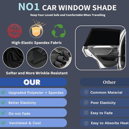 2 Pack Car Window Shades,Super Stretchy Mesh Screen Sun Car Window Shade Mosquito,Stretchable UV Protection Window Screen for Babies, Families and Pets - size: Medium