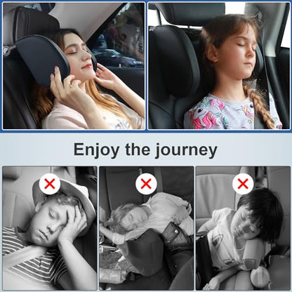 Car Headrest Pillow,Head, Neck Support Pillow,U Shaped Car Sleeping Pillow,180° Adjustable,Improve Head and Neck Posture and Adjust Sleep Position,Suitable for Kids and Adults (Black) - color: Black