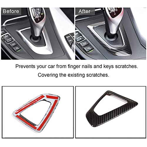 Carbon Fiber Control Gear Box Shift Knob Panel Frame Cover Sticker Interior Trim Compatible with BMW F20 F21 F22 F23 F30 F34 F35 F32 F33 F36 1 2 3 4 Series 14-18 Accessories