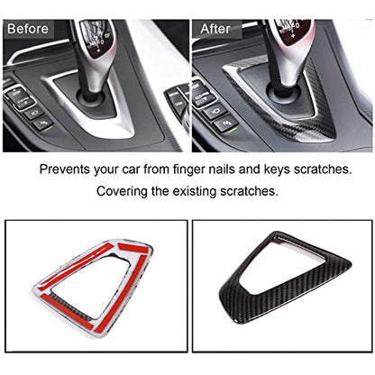 Carbon Fiber Control Gear Box Shift Knob Panel Frame Cover Sticker Interior Trim Compatible with BMW F20 F21 F22 F23 F30 F34 F35 F32 F33 F36 1 2 3 4 Series 14-18 Accessories