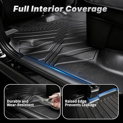 OEDRO Floor Mats & Trunk Cargo Mat with Backrest Mat Fit for 2024 2025 2026 Hyundai Santa Fe 6/7 Seats Gas and Hybrid, TPE All Weather Custom Fit Floor Liners, Car Mats Full Set Accessories, Black - style: 24-26 Santa Fe Gas & Hybrid Full Mats Set with Ba