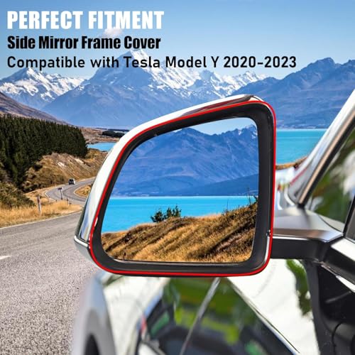 Jaronx Compatible with Tesla Model Y Side Mirror Cover Housing 2018-2025, Left Driver Side Door Wing Rearview Mirror Frame Cover Compatible with Tesla Model Y Accessories - size: Model Y Left