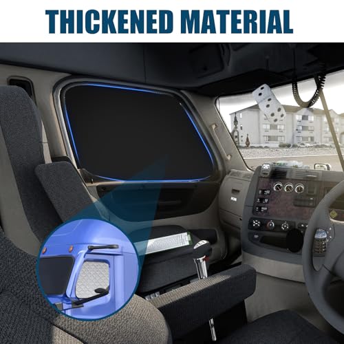 Side Window Sun Shade for Freightliner Cascadia 2008-2017, Custom Fit 210T Reflective Sunshade for Semi Truck, 6-Layer Heat Insulation Privacy Protector, Block 99% UV Rays, 2PCS - size: Freightliner Cascadia 2008-2017