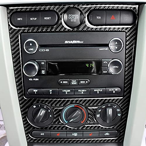 Car Air Conditioning Control Panel Sticker Cover for Ford Mustang GT Shelby 2005 2006 2007 2008 2009 Accessories Carbon Fiber Decal - color: Air Conditioning Control Panel