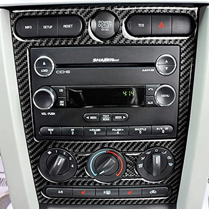 Car Air Conditioning Control Panel Sticker Cover for Ford Mustang GT Shelby 2005 2006 2007 2008 2009 Accessories Carbon Fiber Decal - color: Air Conditioning Control Panel
