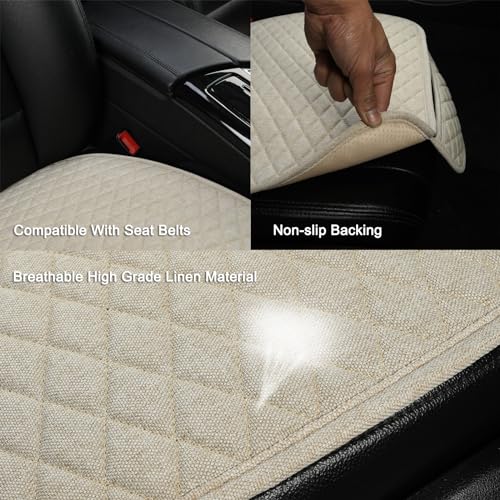West Llama Linen Car Seat Covers,Bottom Seat Covers for Cars Include 2 Piece Front Driver Seat Pad Mat Universal Fits 90% Vehicles,SUVs,Cars,Sedans(2Piece-Beige) - color: B-Beige, size: 2 Front Bottom Seat Covers