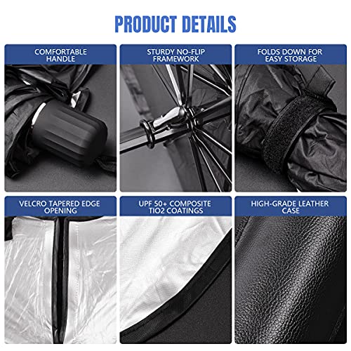 Sedan SUV Car Sun Shade for Windshield UV Rays and Heat Sun Visor Protector, Foldable Windshield Sun Shade Umbrella,Keep Car Cool,Easy to Use/Store,57''x 30'' - size: 57*30 inches