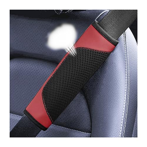 BESULEN Car Seat Belt Pads Cover, 2 Pack Leather Mesh Universal Seatbelt Shoulder Strap Protector, Soft Harness Pad Safety Belt Cover for Comfortable Driving, Car Interior Accessories (Wine Red) - color: Wine Red