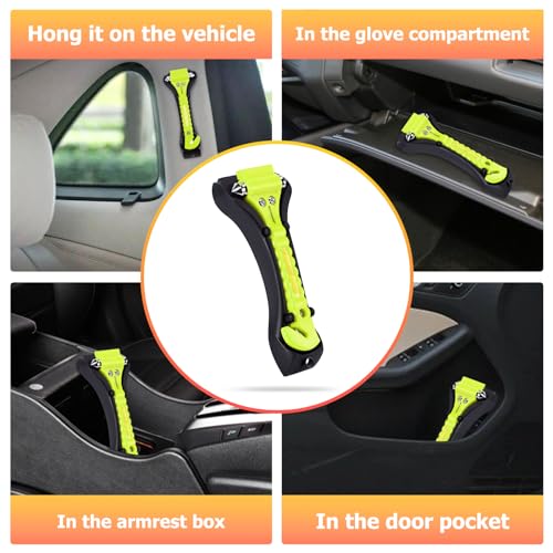 MOTORBUDDY 2-Pack Car Safety Hammer Seatbelt Cutter,Auto Emengency Escape Tool with Windows Glass Breaker, Escape Tool for Car Accidents,Grow in The Dark - color: Glowing-green