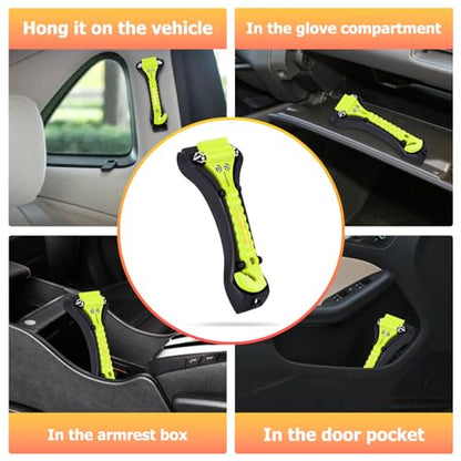 MOTORBUDDY 2-Pack Car Safety Hammer Seatbelt Cutter,Auto Emengency Escape Tool with Windows Glass Breaker, Escape Tool for Car Accidents,Grow in The Dark - color: Glowing-green