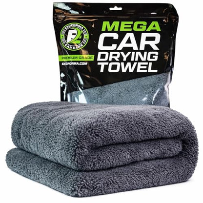 ExoForma Mega Car Drying Towel - Holds Up to 9 lbs, No Streaks, Scratches, or Water Spots | 1200 GSM Microfiber Double Twist Pile & Edgeless Design, 1 Quick & Effortless Dry - 24” x 36” - size: Pack of 1
