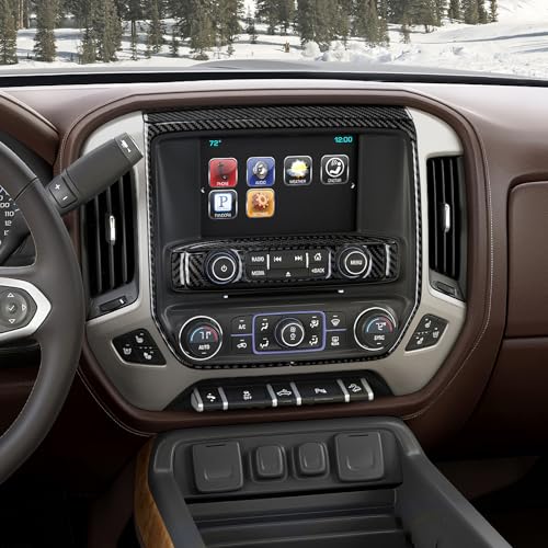 Car Carbon Fiber Decal Cover Interior Trim Central Control Panel B Sticker for Chevrolet Silverado/GMC Sierra 1500 2500HD 3500HD 2014-2018 Accessories - color: Central Control Panel B