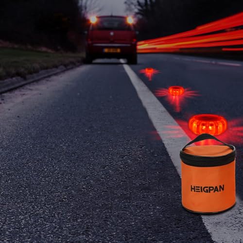 HEIGPAN GP903B Rechargeable LED Road Flares 3 Pack, USB-C Emergency Warning Lights with Magnetic Base, 9 Modes Flashing Beacon for Car Truck Boat – No Batteries Needed - color: USB-3pack