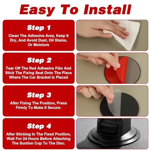 4 PCS Dashboard Pad for Suction Phone Mount, 3.23" Ultra Sticky Heat-Resistant Replacement Disc for Car Dashboard, Universal Car Dashboards Phone Holder