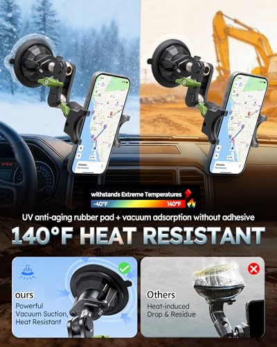 Heavy Duty Phone Mount for Truck, Suction Cup Windshield Car Phone Holder, Ultra-Durable Mteal Car PhoneHolder for F- 150 RAM Silverado Kenworth Peterbilt Freightliner, 360° Anti-Shake Car Phone Mount - style: Standard