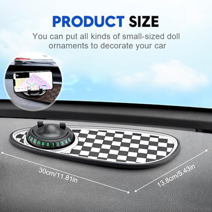 2026 New Multifunction Car Anti-Slip Pad, 360° Rotatable Phone Holder Dashboard Pad with Hidden Parking Number Plate, Car Anti Slip Pad Phone Holder for Phone Keys Sunglasses (Gray) - color: Gray