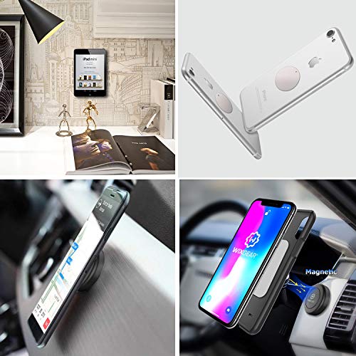 Mount Metal Plate with Adhesive for Magnetic Cradle-Less Mount - X4 Pack 2 Rectangle and 2 Round (Compatible with Magnetic mounts) (Silver) - color: Silver
