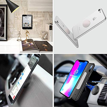 Mount Metal Plate with Adhesive for Magnetic Cradle-Less Mount - X4 Pack 2 Rectangle and 2 Round (Compatible with Magnetic mounts) (Silver) - color: Silver