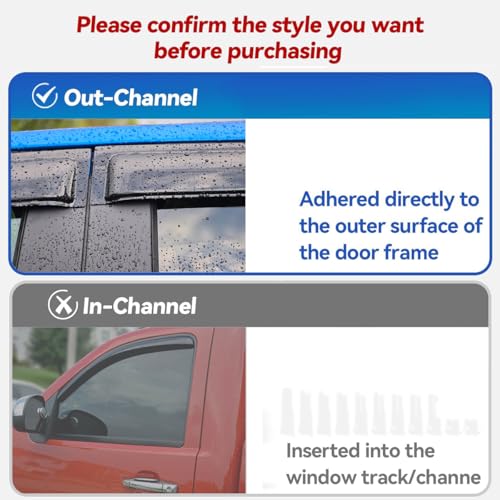 Side Window Visors Wind Deflector Set fit for 96-20 Chevrolet Express/GMC Savana 1500/2500/3500 Van 03-09 Kodiak/Topkick C4500/C5500, 2pcs Out-Channel Nice Rain Guards 92455 - size: 96-20 Express/Savana/Kodiak/Topkick