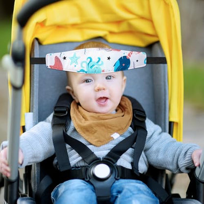 HESTYA 2 Pcs Carseat Head Support Toddler, Stroller Seat Headrest for Sleeping Traveling, Neck Relief Headband Strap for Kids Children Toddler Infant(Ocean Animals) - color: Ocean Animals