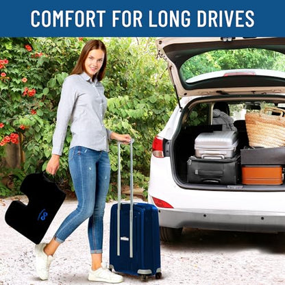 Everlasting Comfort Car Seat Cushion for Driving - Wedge Car Cushion for Office, Travel, Gaming Chair Memory Foam Driver Booster for Short People, Non-Slip, Washable Cover, Back & Sciatica Relief - size: Medium