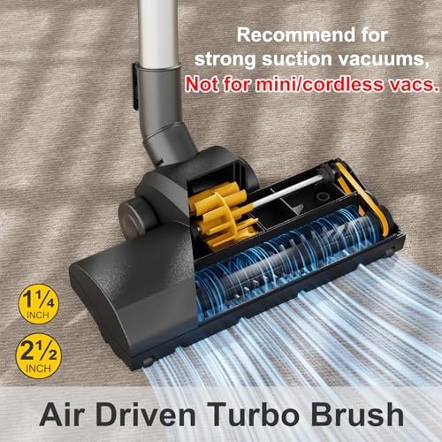 Turbo Brush Head Shop Vac Accessory 1.25" with 2.5" Hose Adapter, as 1-1/4" 2-1/2" Shopvac Attachment Wet Dry Vacuum Adaptor, Ideal for Pet Hair Removal on Carpets Area Rugs Hardfloors - style: Turbo Brush