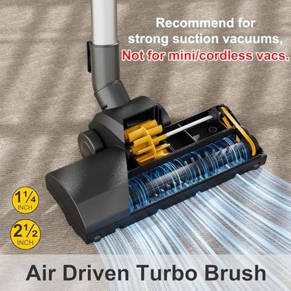 Turbo Brush Head Shop Vac Accessory 1.25" with 2.5" Hose Adapter, as 1-1/4" 2-1/2" Shopvac Attachment Wet Dry Vacuum Adaptor, Ideal for Pet Hair Removal on Carpets Area Rugs Hardfloors - style: Turbo Brush