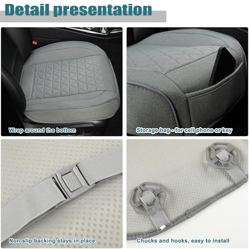 West Llama Linen Front Car Seat Cover Protector Anti-Slip Bottom Seat Cover Fits 95% of Vehicles,Wrapping Around The Bottom,Triangular Pattern(Gray-1Pcs) - color: Triangular Pattern-Gray, size: 1pc