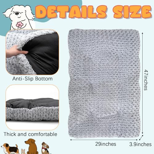 BBTO 47 x 29 Inches Extra Thick Dog Bed for Car Trunk SUV, Non-slip SUV Cargo Liner, Large Size Dog Blanket Mat Pet Backseat Cover with Anti Slip Sticker Travel Hair Resistant Backseat Extenders Cover