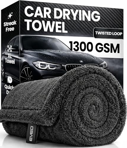 EVEO Car Drying Towel - (1300 GSM) XL Drying Towels Car Detailing - Car Microfiber Towel (36"x24") Microfiber Drying Towels for Cars Towels Drying, Car Wash Towels, No Scratch, Ultra Absorbent - Grey - color: Grey, size: 1 Pack