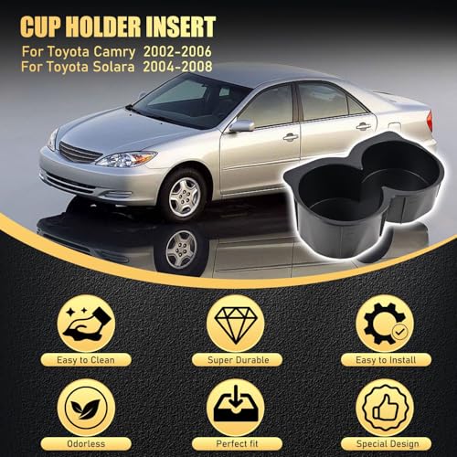 Cupholder for Toyota Camry 2002-2006 and for Toyota Solara 2004-2008,Center Console Shock-Absorbing Cup Holder Drink Organizer Insert,Replace 55620-AA010 55620-AA030 (Upgraded)