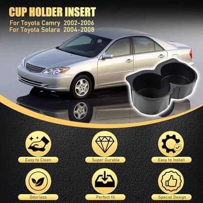 Cupholder for Toyota Camry 2002-2006 and for Toyota Solara 2004-2008,Center Console Shock-Absorbing Cup Holder Drink Organizer Insert,Replace 55620-AA010 55620-AA030 (Upgraded)