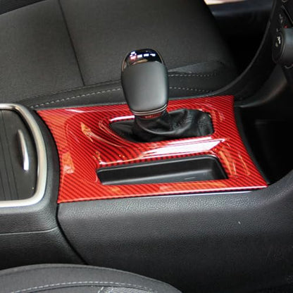 crosselec Carbon Fiber Central Control AC Switch Gear Shift Panel Cover Trim for Dodge Charger 2015-2022 (Red Carbon Fiber-Center Control) - color: Red carbon fiber-center control