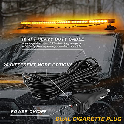 ASPL 38.5" 78 LED Strobe Light Bar Double Side Flashing High Intensity Emergency Warning Flash Strobe Light with Magnetic Base for Safety Construction Vehicles Tow Trucks Pickup (Amber) - color: Amber