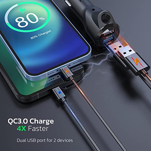 Nulaxy Bluetooth FM Transmitter for Car, Wireless Car Bluetooth Adapter with Big Color Screen, Support QC3.0 Fast Charging, Hands-Free Call, MP3 Music Player BASS&TRE Booster, TF Card AUX-KM28 Green - color: Green
