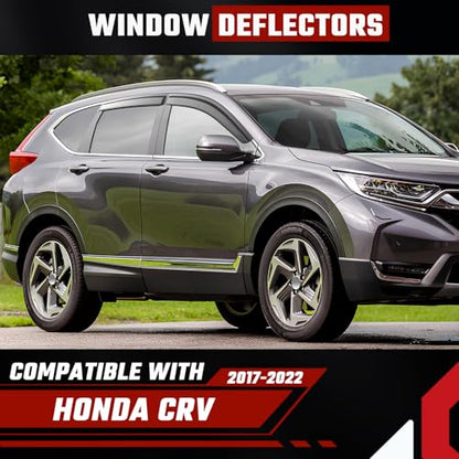 Tape-On Rain Guards Compatible with Honda CRV 2017-2022 Black Extra Durable Shatterproof Side Window Deflectors, Vent Window Visors, Wind Deflectors - 4 PCS - size: Fit for Honda CRV 2017-2022 Tape On