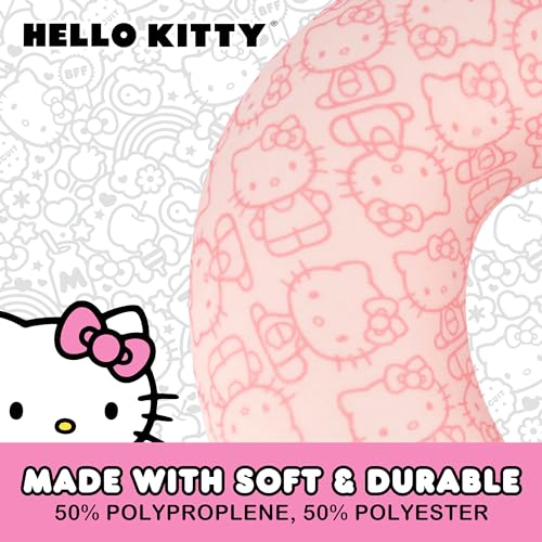FUL Hello Kitty Neck Pillow, All Over Print Memory Foam Travel Accessories for Airplane, Car and Office, Comfortable and Breathable, Pink