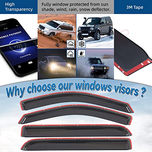 Set of 4 Front+Rear Smoke Sun/Rain Guard Outside Mount Tape-On Acrylic Window Visors Compatible with 06-08 Mark LT 04-08 F-150 Super Crew/Crew Cab with 4 Full Size Doors - size: for 2004-2008 Ford F150 Crew Cab