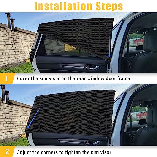 Kewucn 2 Pack Car Window Shades, Sun Rays Blocker & UV Protection for Baby Family Pet, Breathable Mesh Auto Window Covers, Elasticized Universal Window Screens for Most Cars (Car Back 20''×21.3'') - size: Medium Car Back Seat