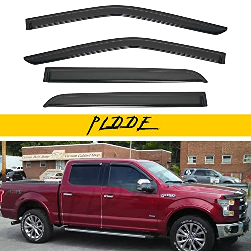 Window Rain Guards Compatible with 2015-2025 Ford F150 SuperCrew Cab 2017-2025 F250/F350/F450/F550 Super Duty Crew Cab SmokeTape-On(No-Drill) Window Vent Visors Wind Deflectors 4pcs - size: For 2015-2025 Ford F150 Supercrew Cab