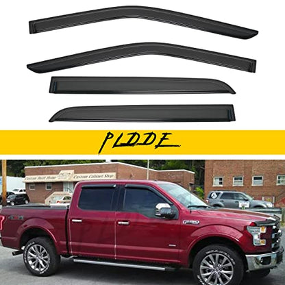 Window Rain Guards Compatible with 2015-2025 Ford F150 SuperCrew Cab 2017-2025 F250/F350/F450/F550 Super Duty Crew Cab SmokeTape-On(No-Drill) Window Vent Visors Wind Deflectors 4pcs - size: For 2015-2025 Ford F150 Supercrew Cab