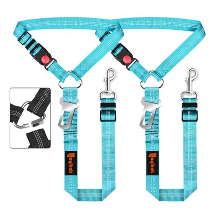 Removable Dog Seat Belt Harness for Car, 3 in 1 Pet Dog Car Seatbelt Leash, Retractable Restraint Secures to Vehicle Headrest & Adjustable Reflective Bungee Dog Seatbelt Tether, Blue - color: 2PCS Blue