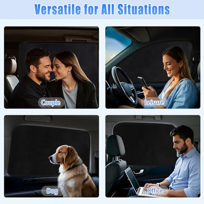 ZATOOTO Suede Car Window Shades 4PCS - Car Window Covers for Ultimate Privacy, UV Protection, and Heat Insulation, Side Window Sun Shade Perfect for Camping, Travel, Baby Safety, and Daily Use - color: Black Suede Flat–Full Set 4PCS