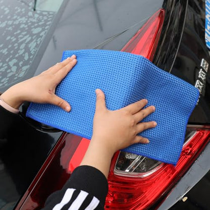 2PCS Car Wash Towel Glass Cleaning Water Drying Microfiber Window Clean Wipe Auto Detailing Waffle Weave (2Pcs-Blue) - color: 2pcs-blue