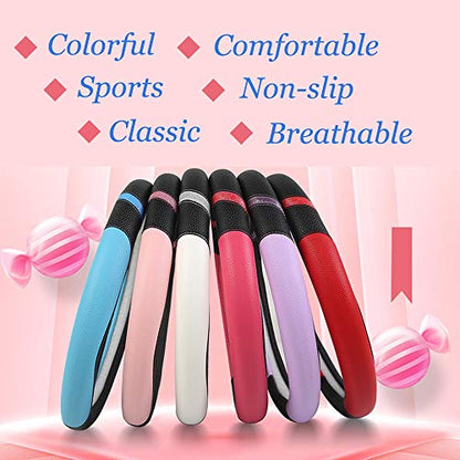 Universal Leather Steering Wheel Cover for Women Steering Wheel Cover for Car 15 inch (Rose) - color: Rose