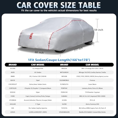 Car Cover Waterproof All Weather, 30 S Quick Install Underbody Wrap-Around Mount Car Covers for Automobiles (1（Copue-C1）) - size: 2（Coupe-C1）