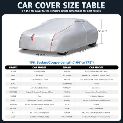 Car Cover Waterproof All Weather, 30 S Quick Install Underbody Wrap-Around Mount Car Covers for Automobiles (1（Copue-C1）) - size: 2（Coupe-C1）