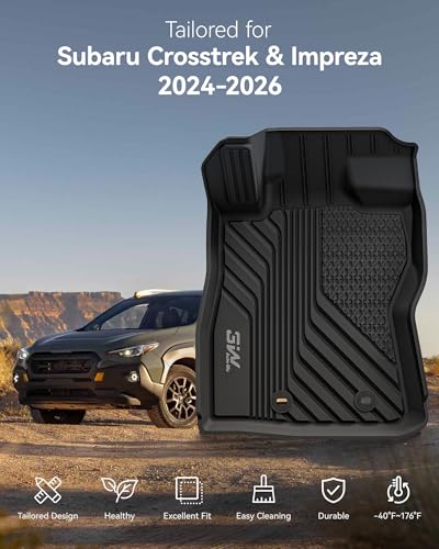 3W Floor Mats & Cargo Liner Fit for 2024 2025 2026 Subaru Crosstrek/2024 2025 2026 Subaru Impreza, All Weather TPE Car Liner Custom Fit for Crosstrek & Impreza Accessories (NOT for Hybrid) - size: 2.for Subaru Crosstrek | 24-25 | Combo Set