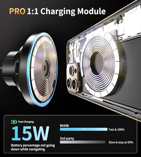 BHHB for Magsafe Car Mount Charger, [2026 Upgrade] 15W 2in1 Magnetic Wireless Car Charger, fits for Magsafe Car Charger, Vent/Dashboard Phone Holder for iPhone 17 16 15 14 13 12 Series(Cyan) - color: Cyan