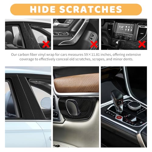 1FTx5FT Carbon Fiber Wrap for Cars,Stylish 3D Carbon Fiber Vinyl Wrap Kit with Tool for Auto Interior/Exterior,Scratch-Resistant Carbons Fibers Tape Stickers for Car/Truck/SUV